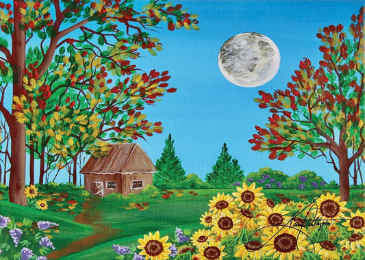 Moonrise Over Sunflower Dreams